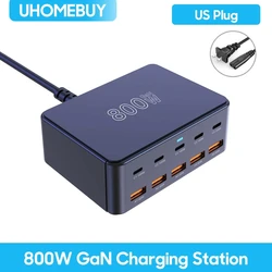 מטען 800W USB C GaN 100W PD3.0 PPS QC3.0 תחנת טעינה מהירה מרובה פורטים עבור iPhone 15 16 Samsung Macbook Pro מחשבים ניידים טאבלטים