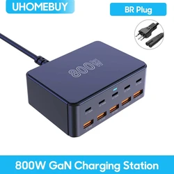 מטען 800W USB C GaN 100W PD3.0 PPS QC3.0 תחנת טעינה מהירה מרובה פורטים עבור iPhone 15 16 Samsung Macbook Pro מחשבים ניידים טאבלטים